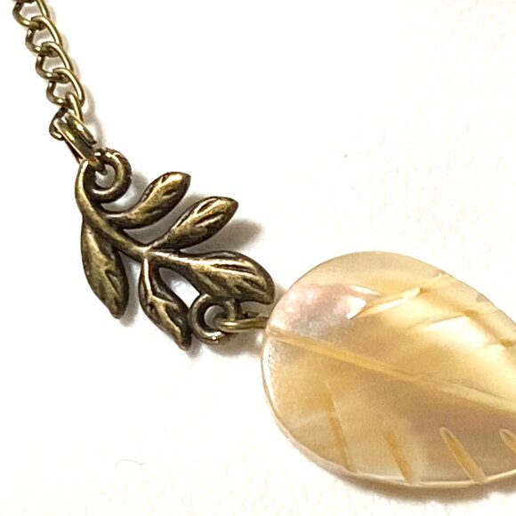 2/$20, Mother of Pearl Leaf Branch Bronze Necklace - Picture 5 of 13